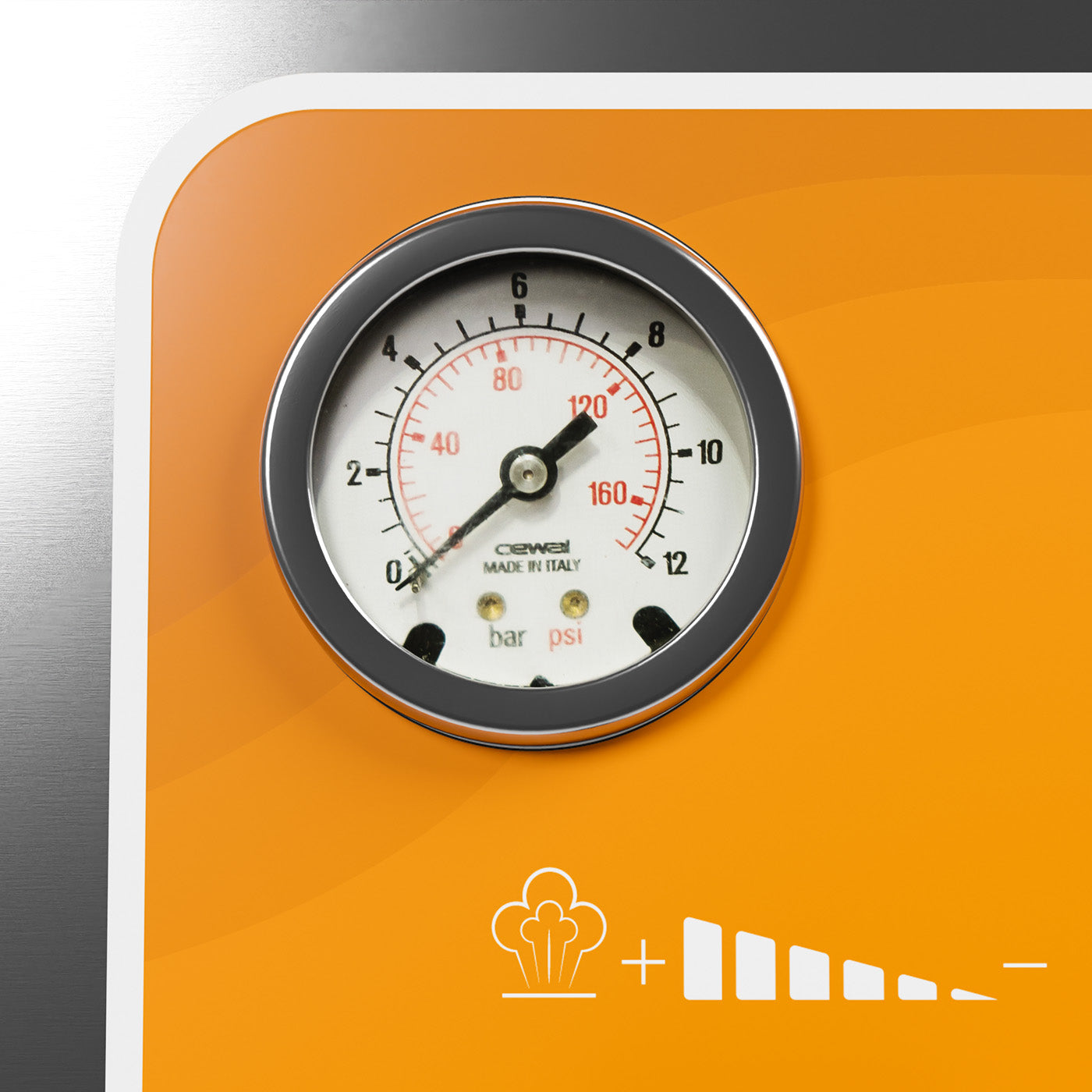 Die Druckanzeige des FRANK Trockendampfreinigers bS 108 VAC